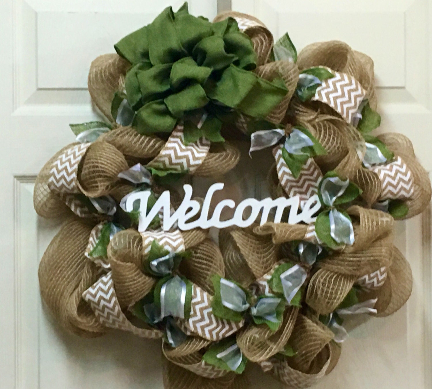 Welcome Wreaths For Front Door-Deco Mesh Wreath-Burlap Wreath