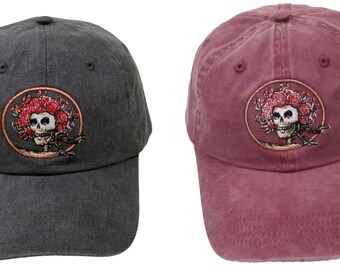 Grateful Dead Hat- Skull and Roses Embroidered Baseball Cap/ hat /Dead and Company/ Bertha