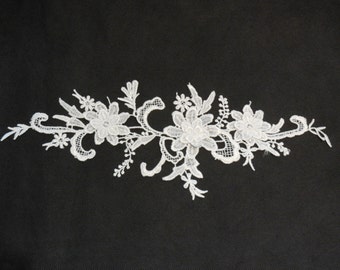 3D Floral layers ivory lace Applique / shoes floral lace motif is for sale. Sold By per piece