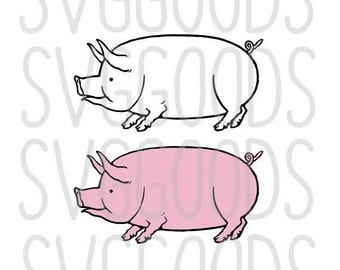 Pig svg, BBQ svg, farm svg, farm animal svg, butcher svg, bacon svg, pork svg, animal svg, food svg, recipe svg, vector, layered cut file