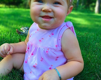 Handstamped baby bangle- Baby bracelet- Personalized baby jewelry- Baby girl bracelet- Toddler jewelry- Flower girl