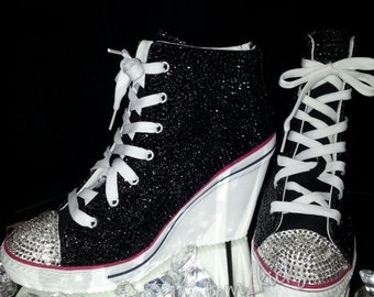 Bling Custom Made To Order Women's Canvas Wedge Sneaker
