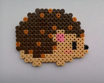 Items similar to HEDGEHOG // Brown White and Peach Cute Kawaii Perler ...