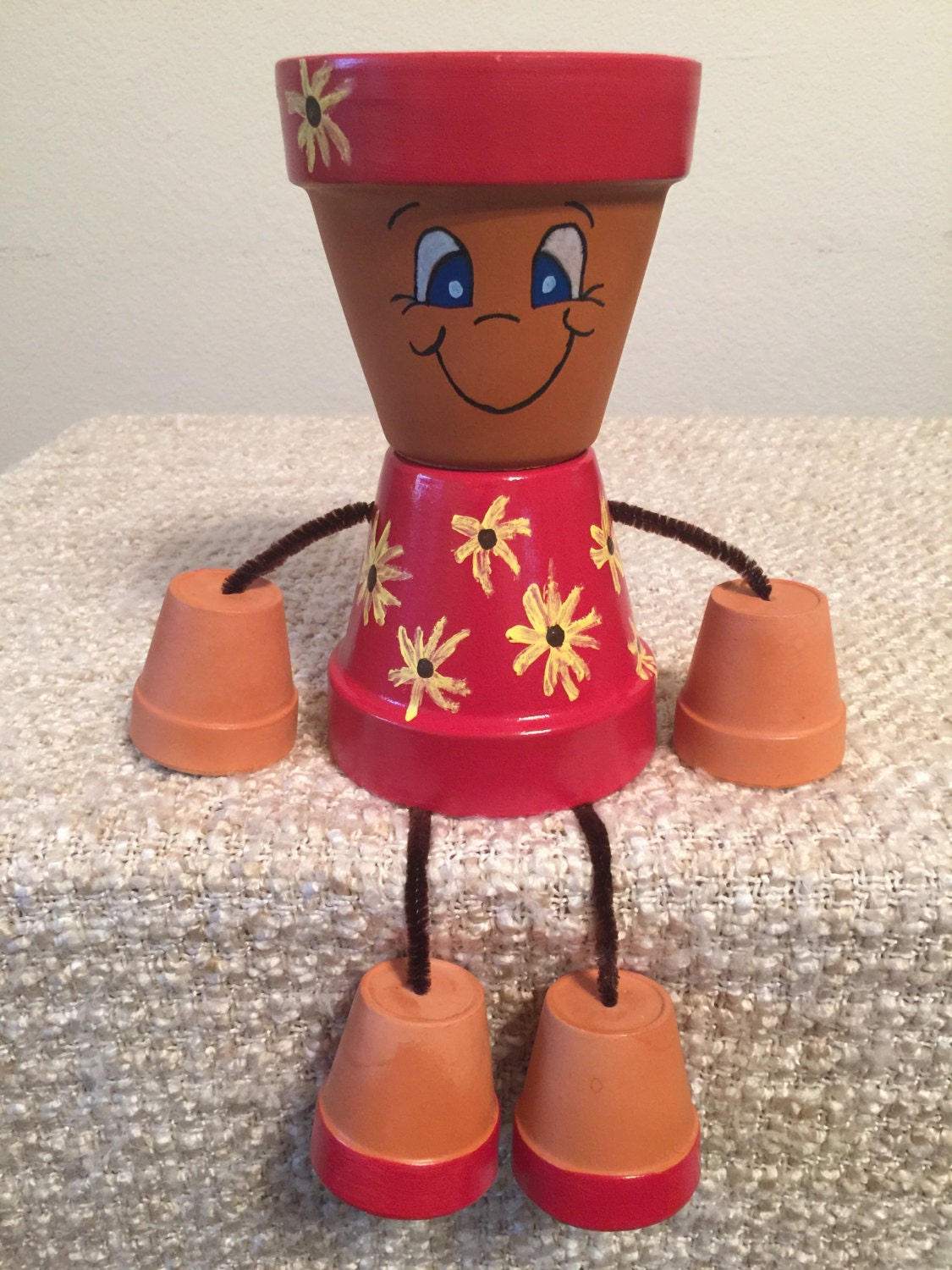 Clay Pot People Sunflower Girl by TLC2Creations on Etsy