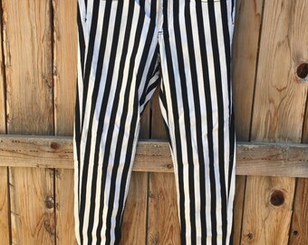 black white stripe jeans