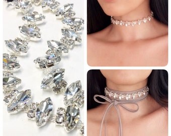 Sparkly Choker Crystal Choker Rhinestone Choker Wrap Necklace Lace up choker Diamond Choker Prom Choker Sexy Choker Trendy Choker