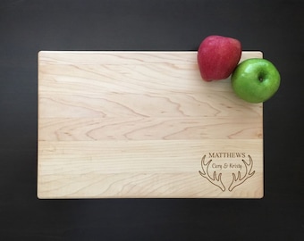 Antler Cutting Board Engraved Cutting Board Wedding Gift Cutting Board Personalized Housewarming Gift Anniversary Gift For Him Couple Gift