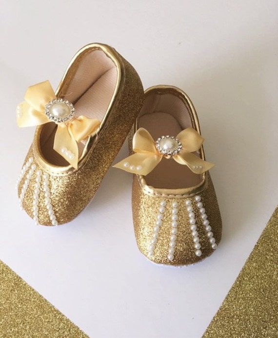 Gold Baby shoes Gold Girls Shoes Gold by PrettyGirlsTreasures