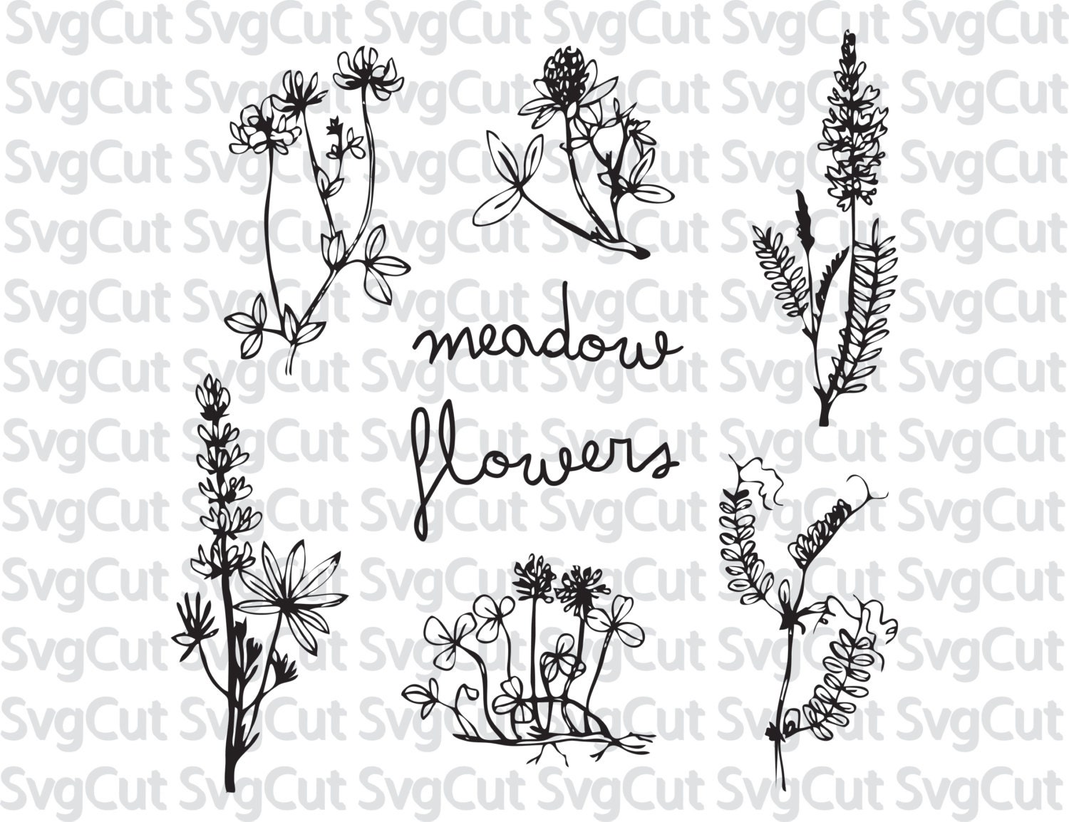 Download Wild flowers Meadow flower Svg Flower cutting file for