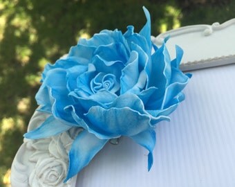 Blue hair accessories Blue flower hair Blue hair clip Sea life Blue flower Hair Clip Blue flower brooch Flower Hair Clip brooch Accessories