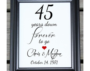 45 Years of Marriage | 45 Years Down | 45 Year Anniversary | 45th Wedding Anniversary | 45th Anniversary Gift Her Him | Husband Wife Gift