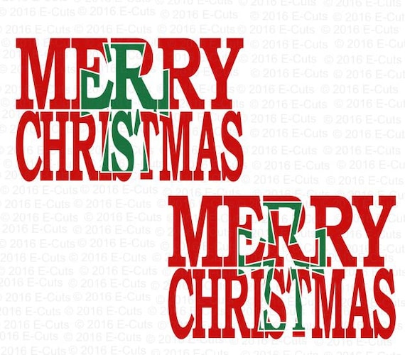 Merry Christmas with Cross SVG DXF Digital Download Vinyl Cut