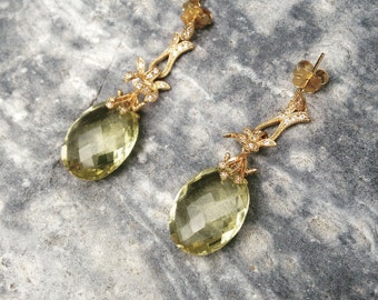 Earrings with citrine