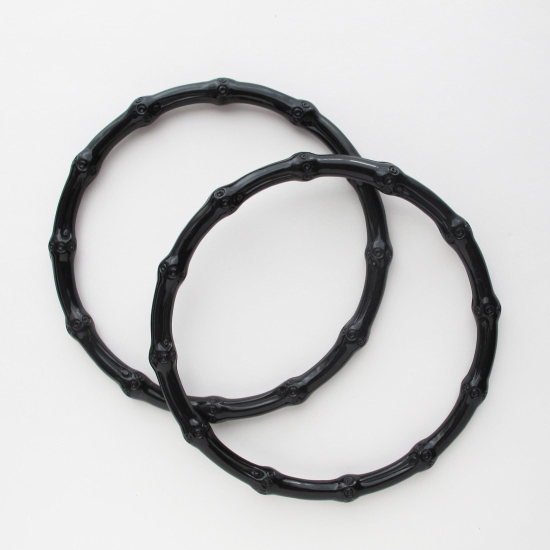 Round Purse Handles Set Black Resin Plastic Bag Handles