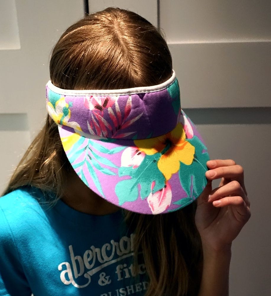 Vintage 80s Visor Hawaiian Print Hibiscus Sun Hats Visors Hats