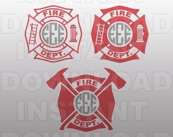 Firefighter SVG File - Fireman Emblem SVG File - Commercial & Personal Use- vector svg file for Cricut,SVG File for Silhouette,vinyl cutting