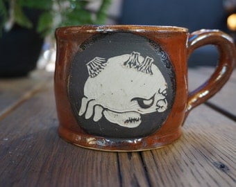 Hand thrown, stoneware, Crab mug