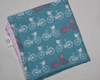 Blue Whimsical Wheels Minky Security Blanket Lovey