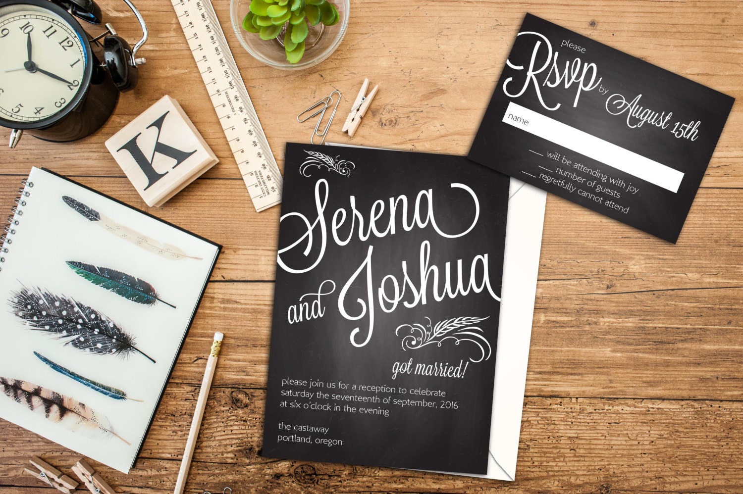 Chalkboard Bold Names Wedding or Elopement Suite Reception