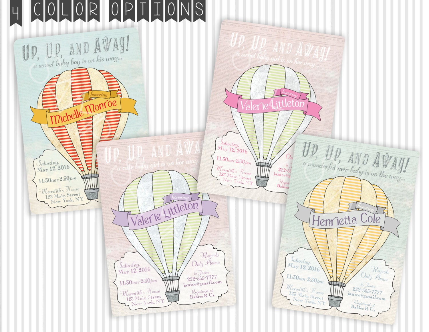 Vintage Hot Air Balloon Invitations 9