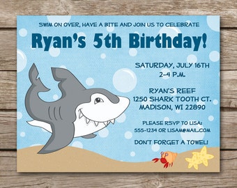Shark Invitation, Shark Party Invitation, Shark Birthday Invitation, Shark Invite, Shark Thank You Card, PRINTABLE