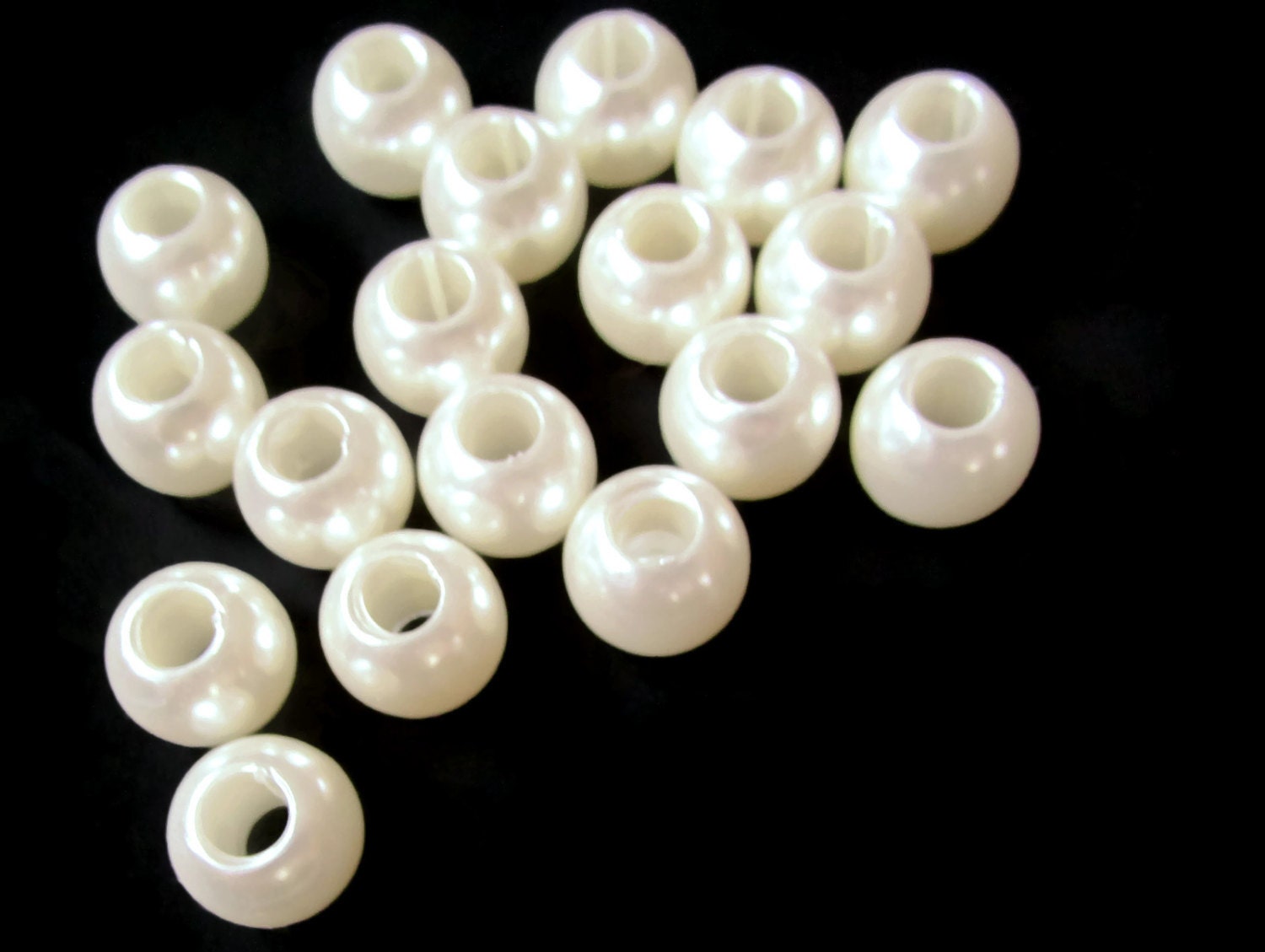 40 12mm Large Hole Pearls White Pearl Beads European Beads