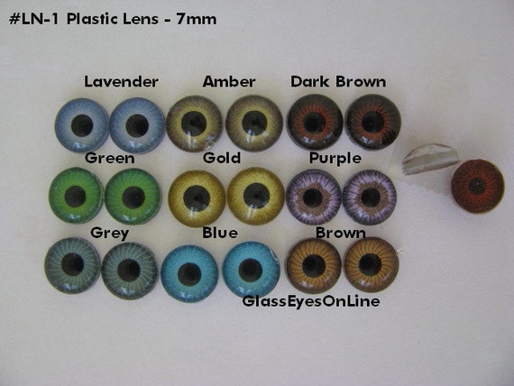 9 PAIR 7mm Plastic Doll Eyes Iris Lens Pupil Flat Backs for