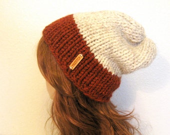 READY TO SHIP / Slouchy Chunky Knit Hat / Aspen / Spice and Wheat