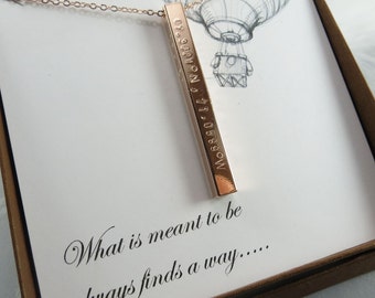 Coordinates Necklace with Card Perfect Bridesmaids Gift Anniversary Graduation Gift Necklace Vertical Bar Necklace