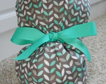 Fold Up Ponytail Scrub Hat with Mod Mint Leaf