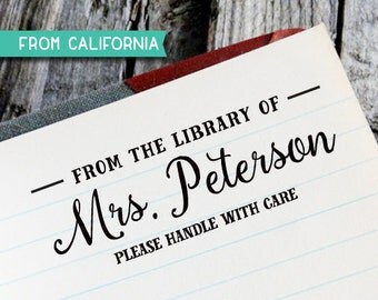 Custom LIBRARY STAMP with signature from USA, Rubber Stamp, Self Inking Stamp, for Teacher, Book Lover, Book Worm Stamp Library13