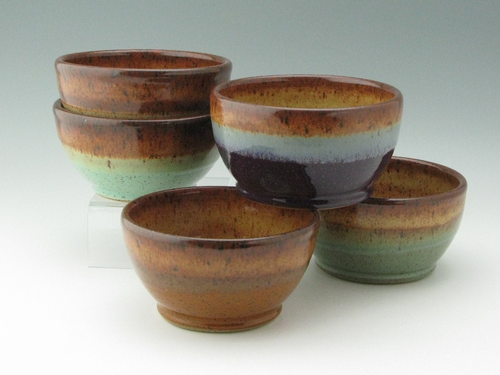 Set of 4 Stacking Stoneware Cereal Bowls MADE by TwistedRiverClay
