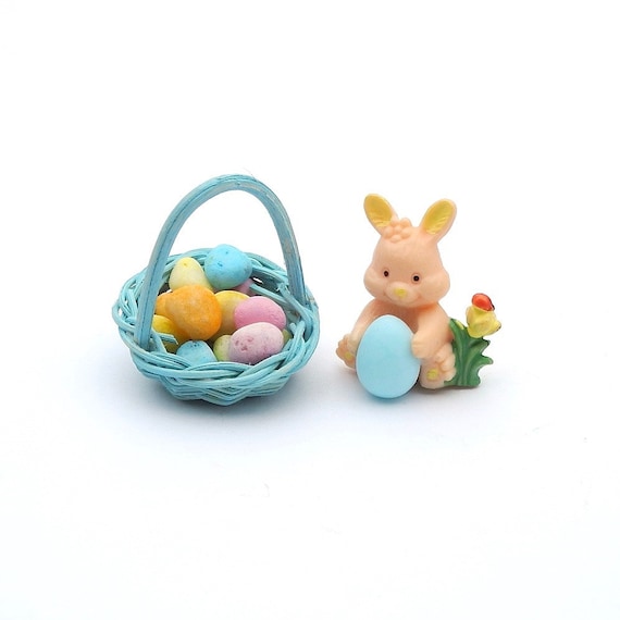 Miniature Easter Bunny with Eggs and Basket for a Miniature