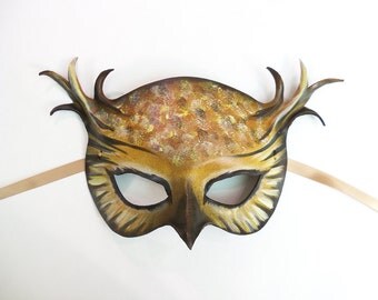 Horned Owl Leather Mask a simpler version of my layered Horned Owl mask wearable art costume Halloween