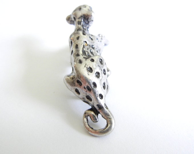 Silver-tone Jaguar Tube Charm