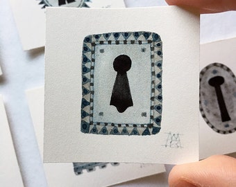 Escutcheon No. 3, miniature watercolor painting