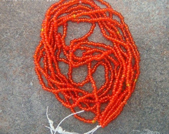 Size 16/0 Vintage Antique Micro Seed Beads - Transparent Red Pepper