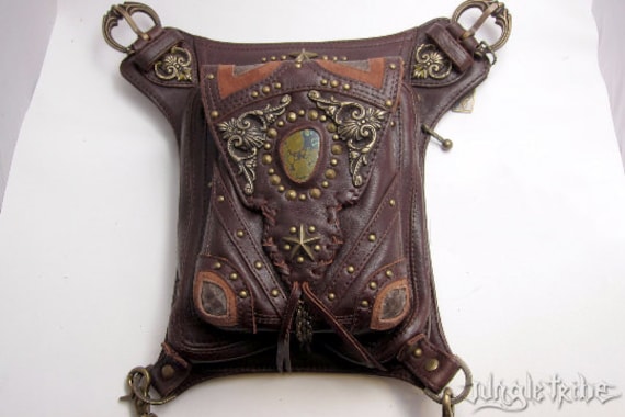 Vintage Vibes blasting bag in brown leather by JungleTribe steampunk buy now online