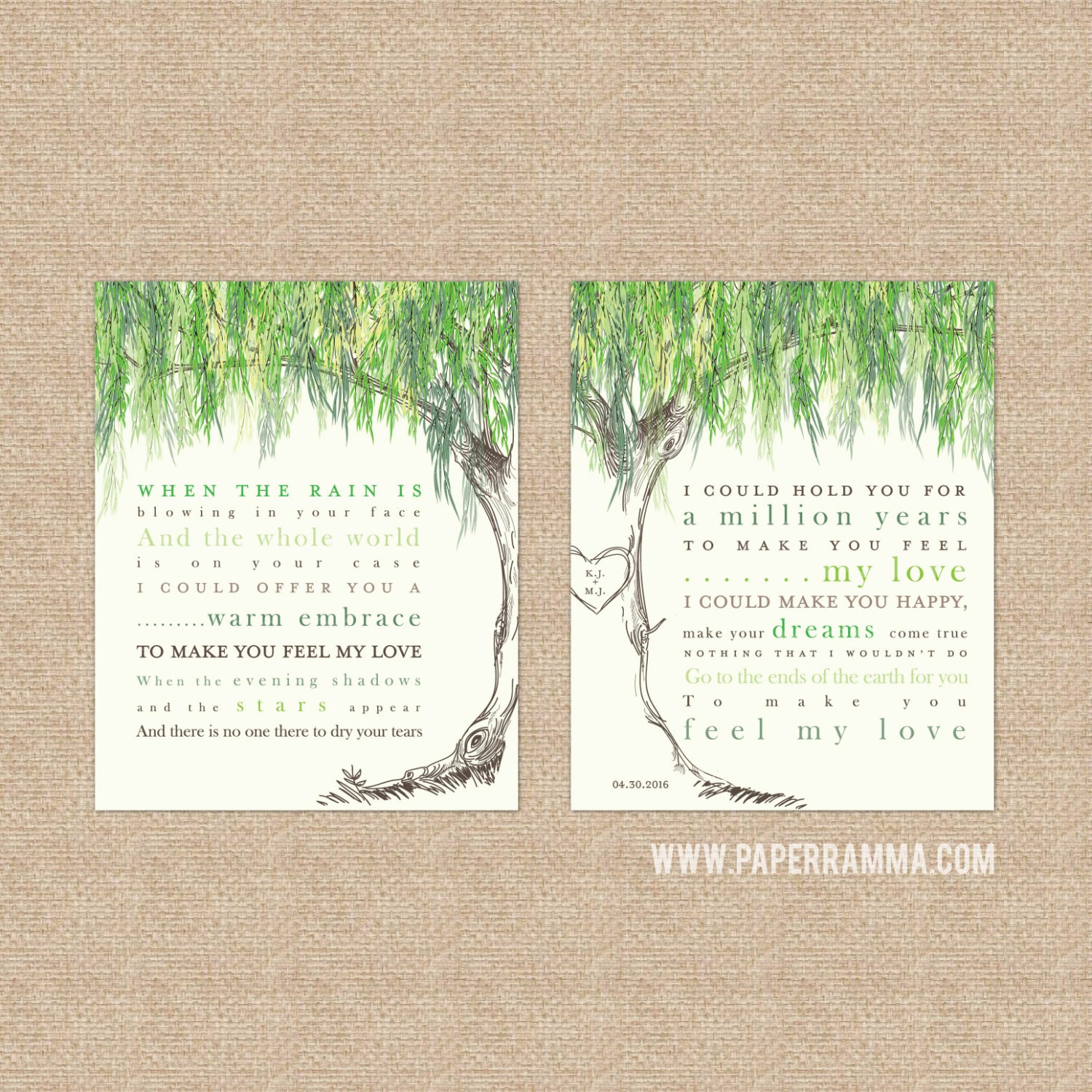 Willow Anniversary Wedding Gift Custom Wedding Art Willow
