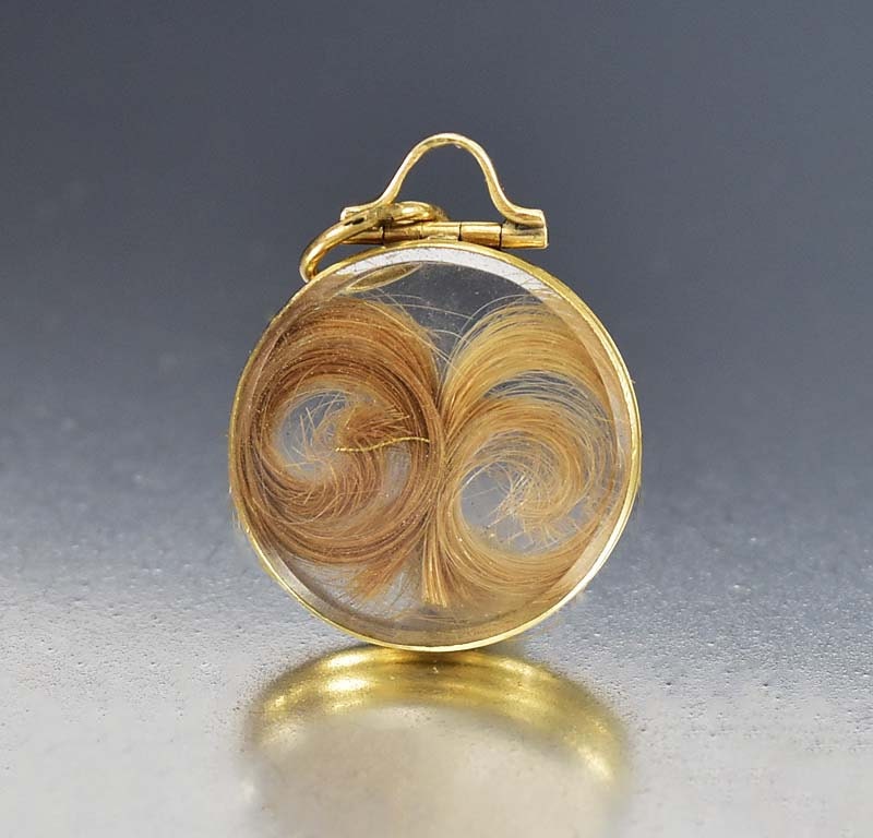 Victorian Glass Locket Pendant 9K Gold Locket Necklace