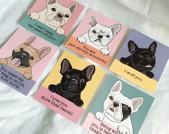Frenchie Valentines - Mini Eco-friendly Set of 6