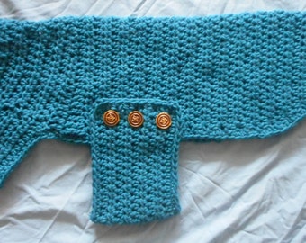 Crocheted Dog Sweater PDF PATTERN, ribbed neck, buttoned flap, elegant simple style. Instant Download.