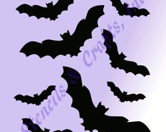 BAT STENCILBATS halloween stencils pattern template background templates paint craft pochoir scrapbook new
