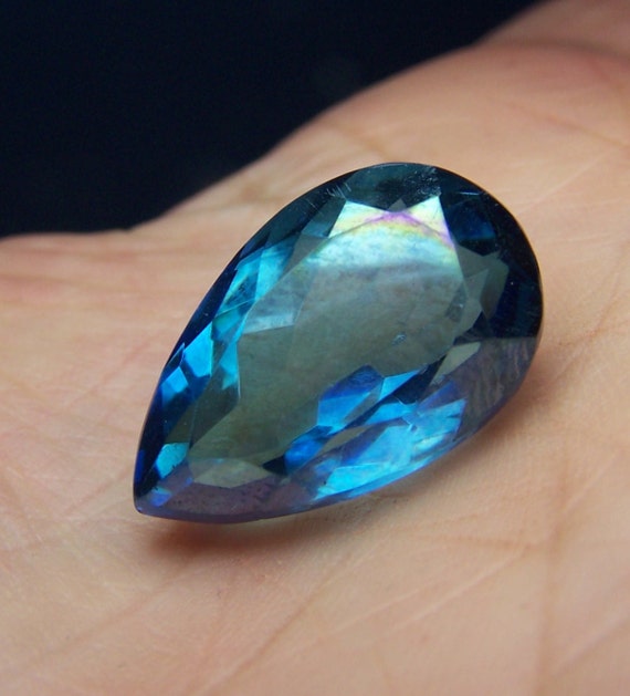 Aqua Aura Gemstone faceted pear tear drop tear drop gemstone