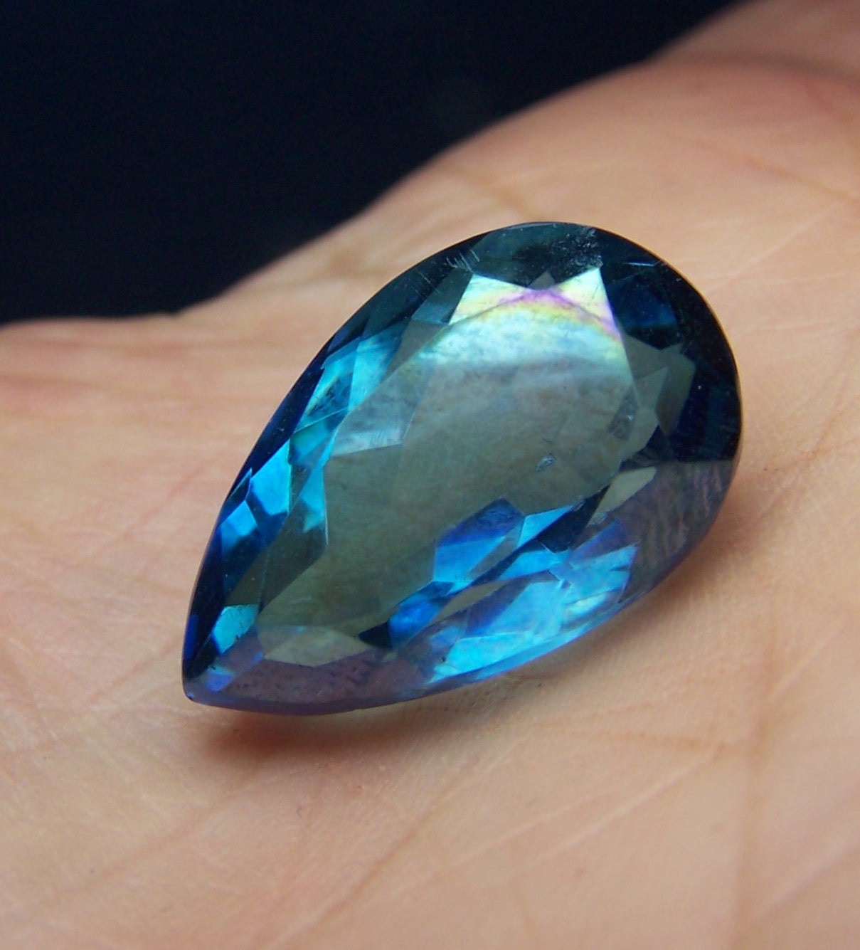 Aqua Aura Gemstone faceted pear tear drop tear drop gemstone