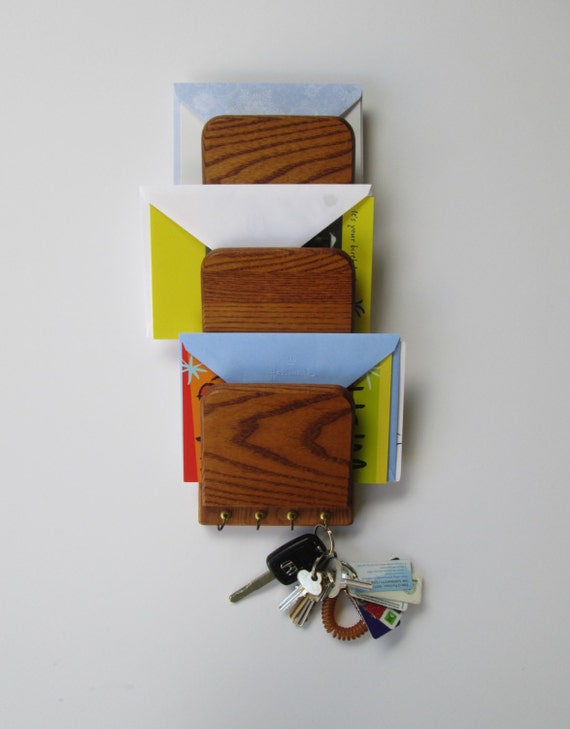 Holz Wand Post Brief Organizer und Schlüsselhalter