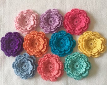 Handmade Crochet Flowers Appliqués Embellishments by IreneStitches