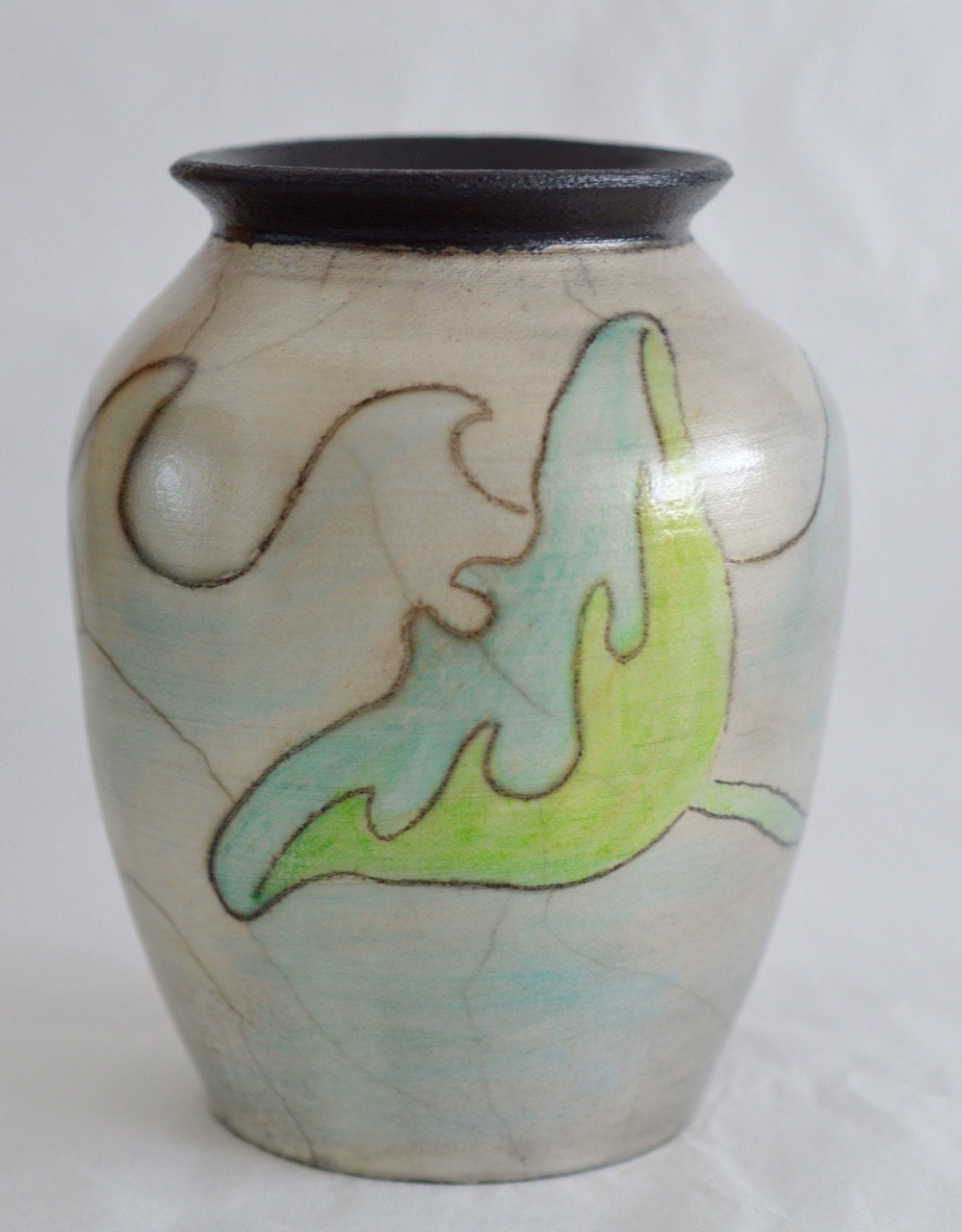 One Of A Kind Hawaiian Naked Raku Vase Hawaiian Pottery