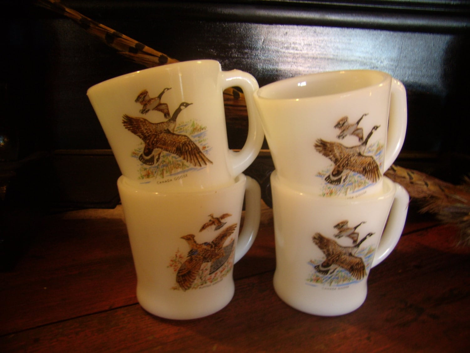 Vintage 1940s Fire King Coffee Mugs With Game By Gypsiesantiques