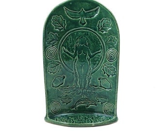 Goddess Gaia Shrine Handmade Raku Pottery